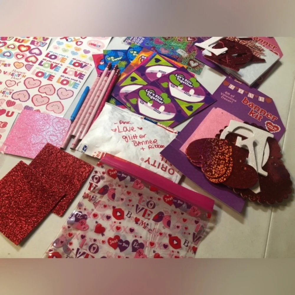 NEW, NWOT Huge Valentine’s Day Lot Stickers, crafts, pencils, more